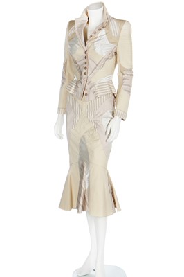 Lot 471 - An Alexander McQueen silk and cotton patchwork suit, 'Deliverance' collection, Spring-Summer 2004