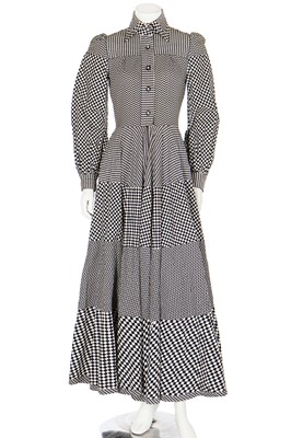 Lot 139 - John Bates for Jean Varon 'checkerboard' cotton maxi-dress, 'Wild West sweetheart', collection, 1973
