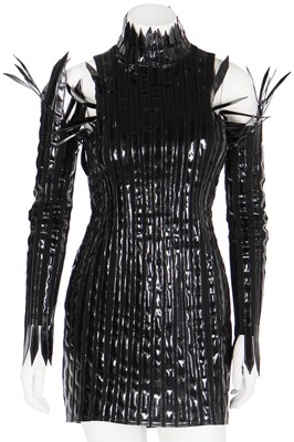 Lot 447 - A Thierry Mugler black vinyl 'Spike' dress, Autumn-Winter 1990-91