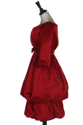 Lot 379 - A Christian Dior by Yves Saint Laurent haute couture red satin cocktail dress, Autumn-Winter 1959