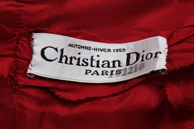 Lot 379 - A Christian Dior by Yves Saint Laurent haute couture red satin cocktail dress, Autumn-Winter 1959