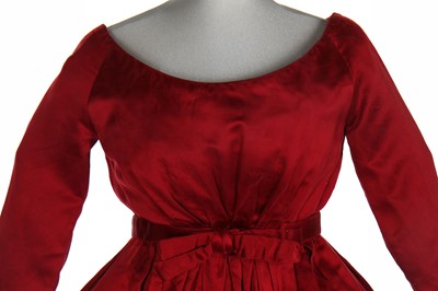 Lot 379 - A Christian Dior by Yves Saint Laurent haute couture red satin cocktail dress, Autumn-Winter 1959