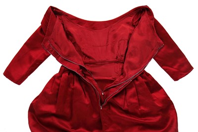 Lot 379 - A Christian Dior by Yves Saint Laurent haute couture red satin cocktail dress, Autumn-Winter 1959