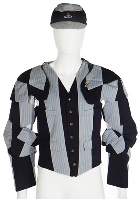 Lot 437 - A Vivienne Westwood mens' 'Armour' waistcoat and cap, 'Time Machine' collection, Autumn-Winter 1988-89