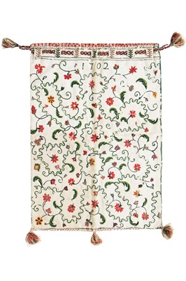 Lot 349 - A crewel embroidered fustian work bag, English, dated 1702