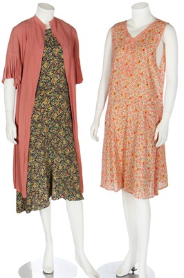 Lot 242 - A group of summer clothing and accessories in mainly gentle shades of pink and orange, 1920s-30s