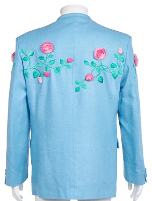 Lot 89 - A rare Richard James embroidered sky-blue silk-blend jacket, 'Cecil Beaton' collection, Spring-Summer 1990