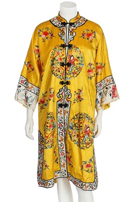 Lot 311 - An embroidered yellow satin robe, Chinese, 1960s