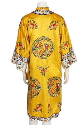 Lot 311 - An embroidered yellow satin robe, Chinese, 1960s