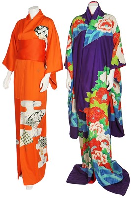 Lot 191 - Two printed silk kimonos, Japanese, 20th century