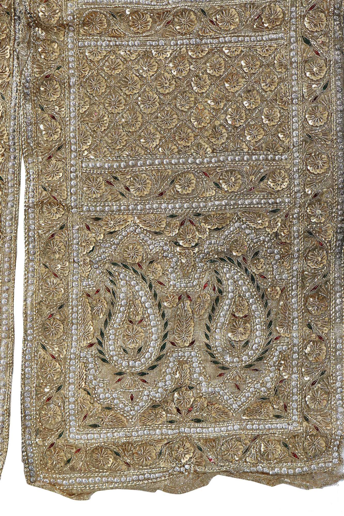 Lot 285 - An embroidered cloth of gold sash, Indian,