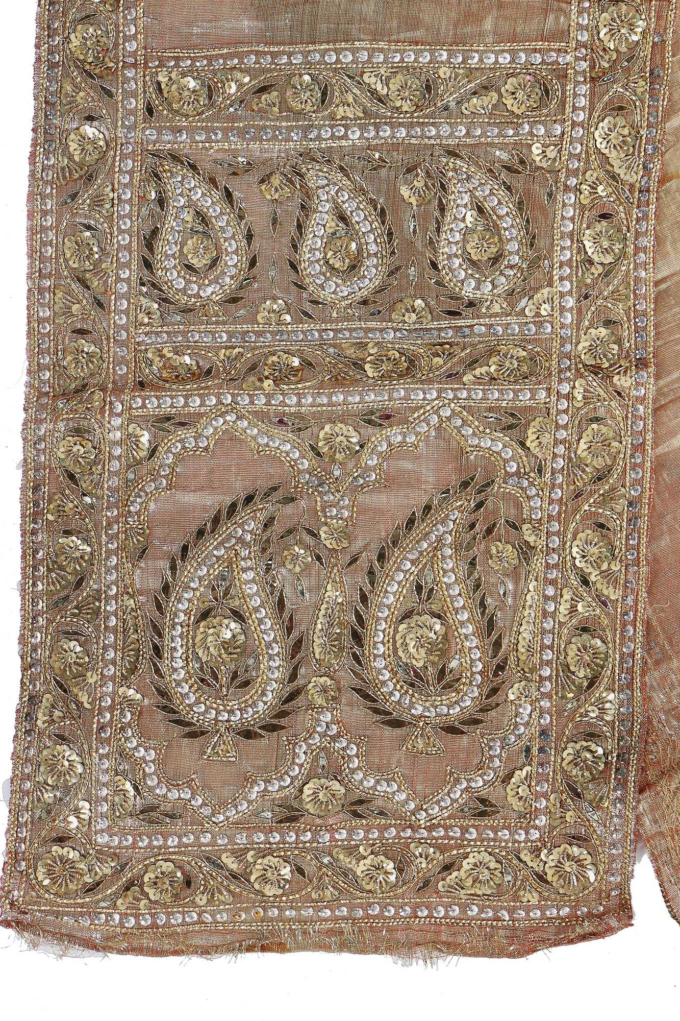 Lot 284 - Two embroidered cloth of gold sashes, Indian,