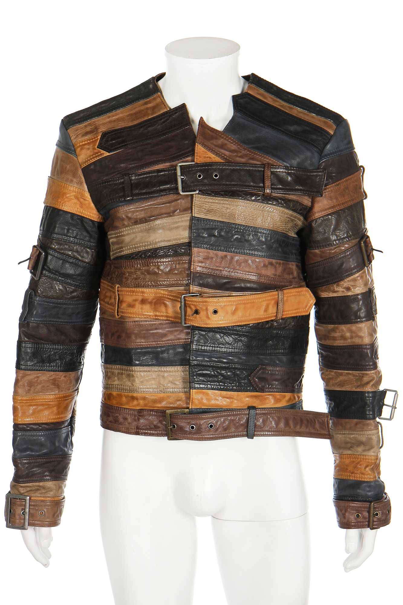 Lot 96 - A men's Maison Margiela for H&M leather jacket formed from belts, 2012