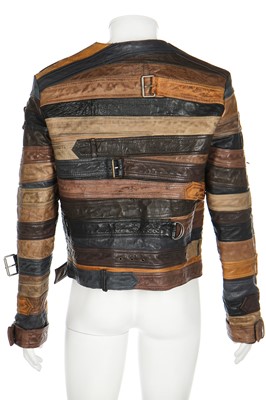 Lot 96 - A men's Maison Margiela for H&M leather jacket formed from belts, 2012