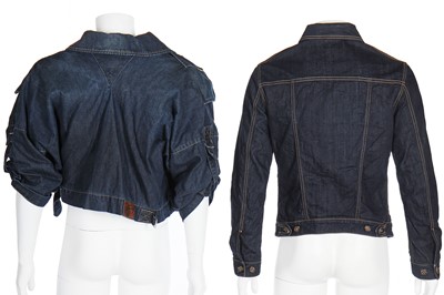 Lot 105 - Two Vivienne Westwood denim jackets with 'squiggle' print cotton linings, 2000s-modern