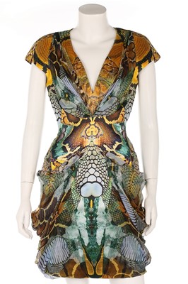 Lot 330 - An Alexander McQueen reptile-print organza...