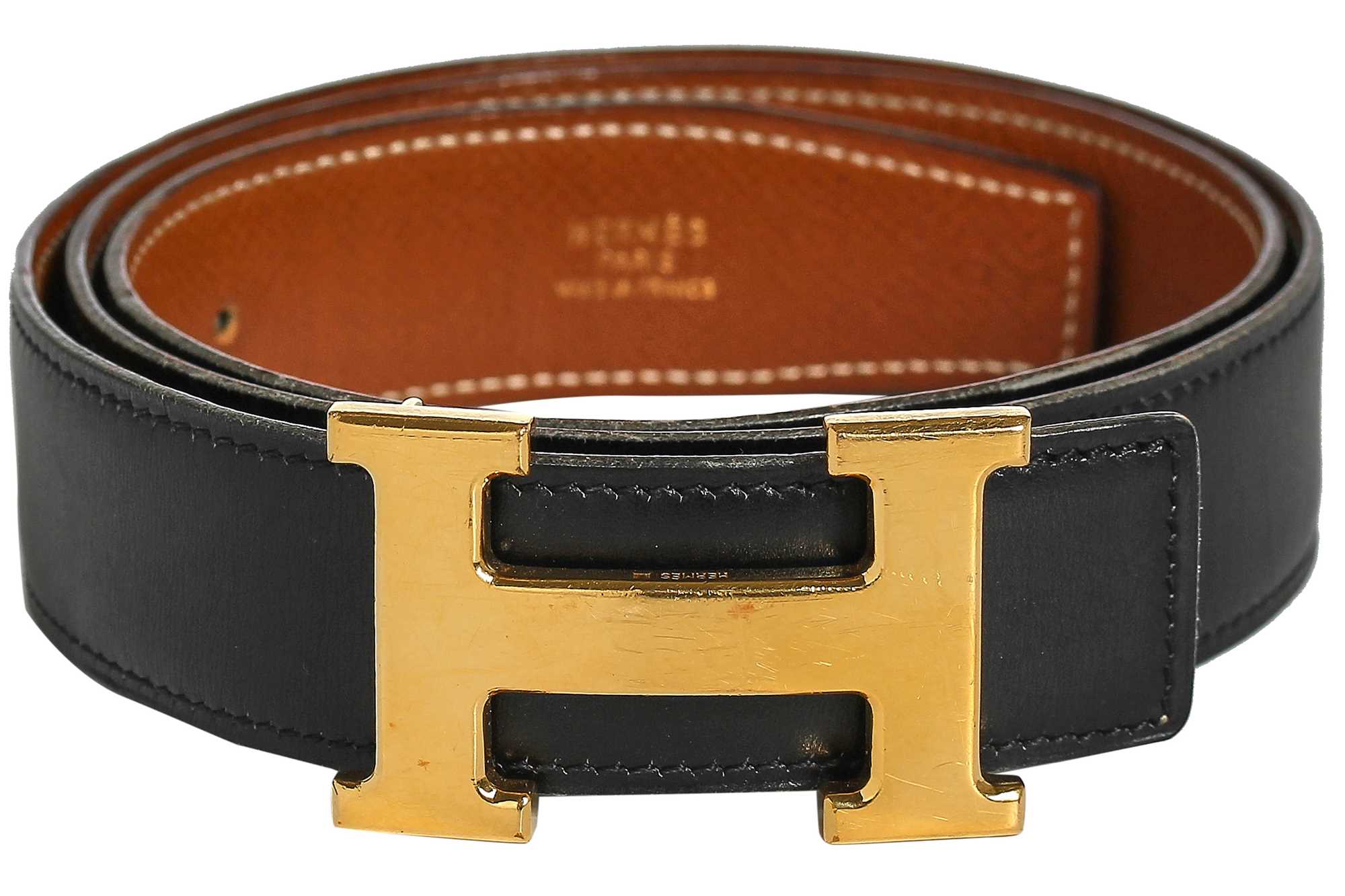 Lot 95 - An Hermès reversible leather belt, 1990s,