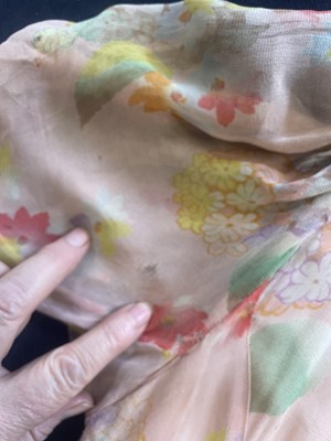 Lot 214 - Two bias-cut floral printed chiffon dresses, 1930s