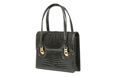 Lot 2 - A Gucci black crocodile handbag, 1960s