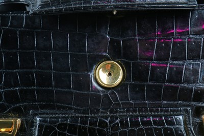 Lot 13 - A Gucci black crocodile handbag, 1960s