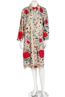 Lot 231 - A coat made up from a Cantonese embroidered silk shawl, 1920s