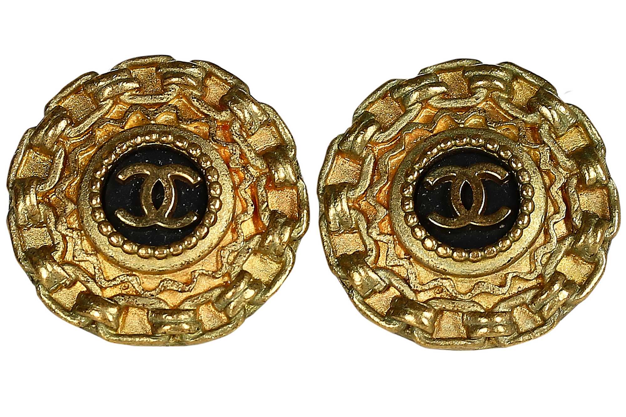 Lot 22 - A pair of Chanel gilt clip-on earrings, Autumn-Winter 1994-95