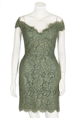 Lot 120 - An Antony Price sage-green guipure lace cocktail dress, circa 1990