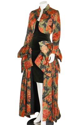 Lot 132 - A Gina Fratini velvet cocktail dress with trained chiné taffeta bows to hips, 1988-89