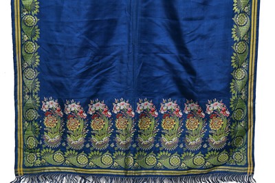 Lot 262 - A Spitalfields royal-blue silk shawl, 1820-30