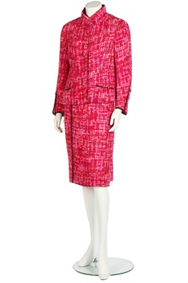 Lot 8 - A Chanel couture shocking-pink tweed suit, Spring-Summer 1966