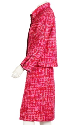Lot 8 - A Chanel couture shocking-pink tweed suit, Spring-Summer 1966