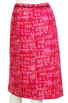 Lot 8 - A Chanel couture shocking-pink tweed suit, Spring-Summer 1966