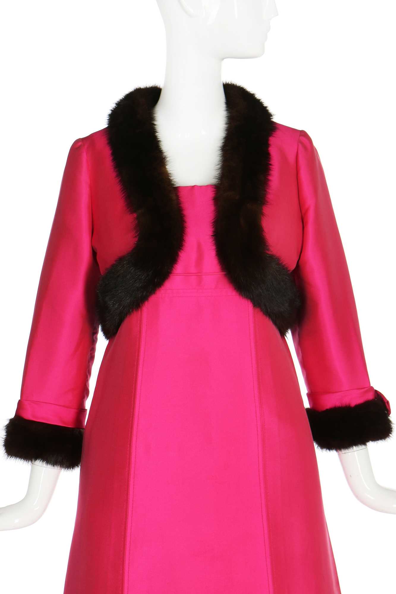 Lot 96 - A Pierre Balmain shocking-pink faille evening gown, mid 1960s