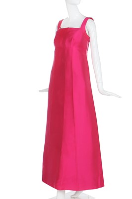 Lot 96 - A Pierre Balmain shocking-pink faille evening gown, mid 1960s