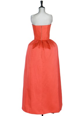 Lot 84 - A Christian Dior by Yves Saint Laurent couture coral silk-faille evening gown, model 'Rose de Feu', Spring-Summer 1959