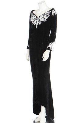 Lot 131 - A Catherine Walker black silk-velvet evening gown, circa 1990