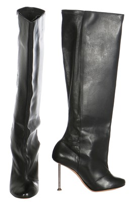 Lot 240 - A pair of Martin Margiela black leather knee-high boots, Autumn-Winter 2008-09