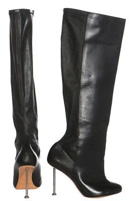 Lot 240 - A pair of Martin Margiela black leather knee-high boots, Autumn-Winter 2008-09
