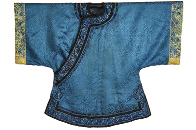 Lot 310 - An informal winter robe of blue silk damask, Chang-Fu, Chinese, late 19th century