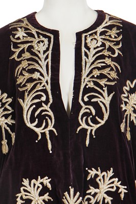 Lot 292 - An embroidered purple cotton-velvet wedding robe, Turkish, Ottoman, 1910s