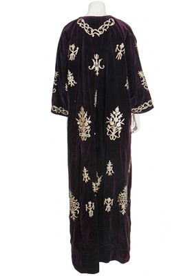 Lot 292 - An embroidered purple cotton-velvet wedding robe, Turkish, Ottoman, 1910s