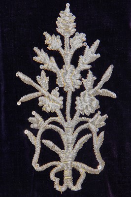 Lot 292 - An embroidered purple cotton-velvet wedding robe, Turkish, Ottoman, 1910s