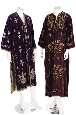 Lot 294 - An embroidered purple cotton-velvet wedding robe, Turkish, Ottoman, 19th century