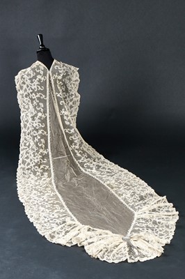 Lot 258 - A length of handmade blond Chantilly lace, 19th century