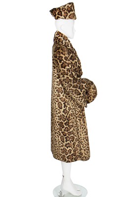 Lot 199 - A faux-leopard-fur printed-plush coat, 1940s