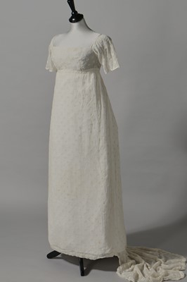 Lot 43 - An embroidered muslin gown, English, circa 1805