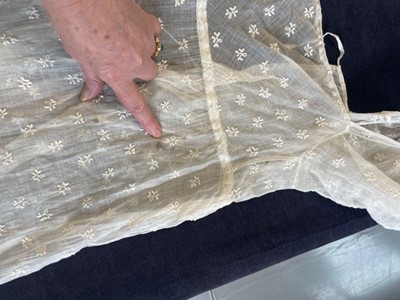 Lot 43 - An embroidered muslin gown, English, circa 1805