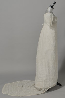 Lot 43 - An embroidered muslin gown, English, circa 1805