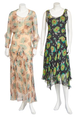 Lot 215 - Four chiffon or lace dresses, mainly early 1930s