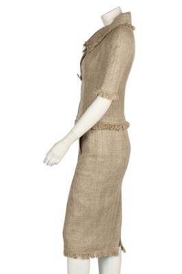 Lot 10 - A Chanel hessian-effect summer suit, 2000s